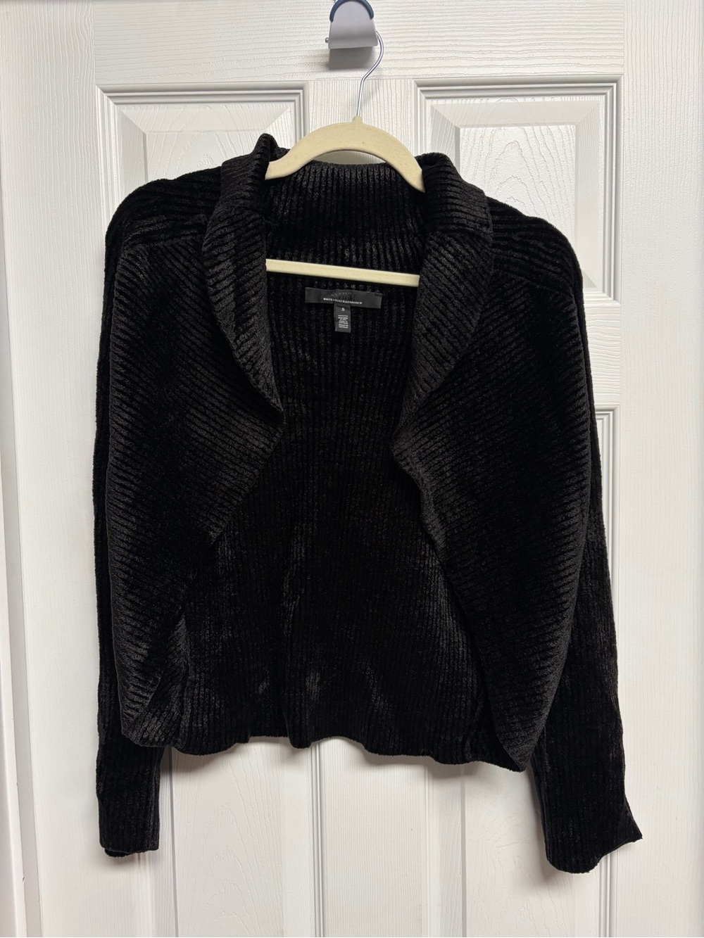 WHBM Ribbed Black Velvet Chenille Sweater